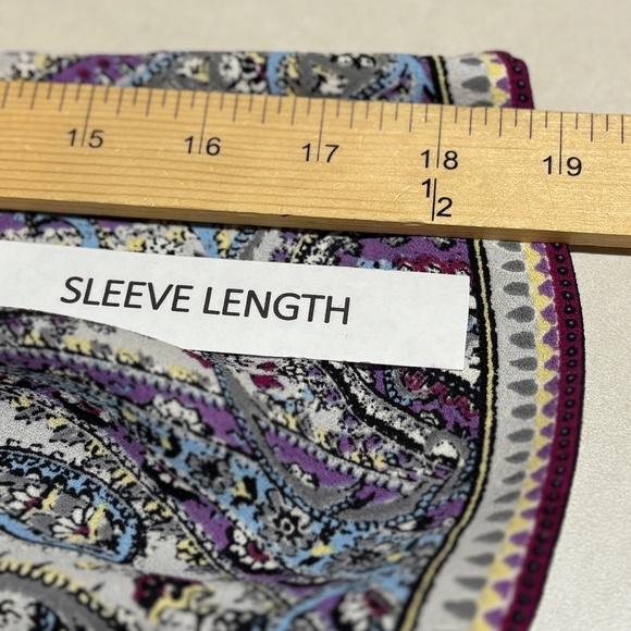 J. Jill Women 3/4 Sleeve Tunic Blouse Sz L Paisley Purple Office Mature Business - Picture 10 of 12